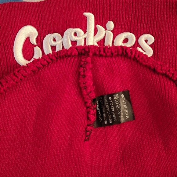 COOKIES Dark Red White Logo Embroidered Adult Unisex Knit Beanie - Picture 7 of 8